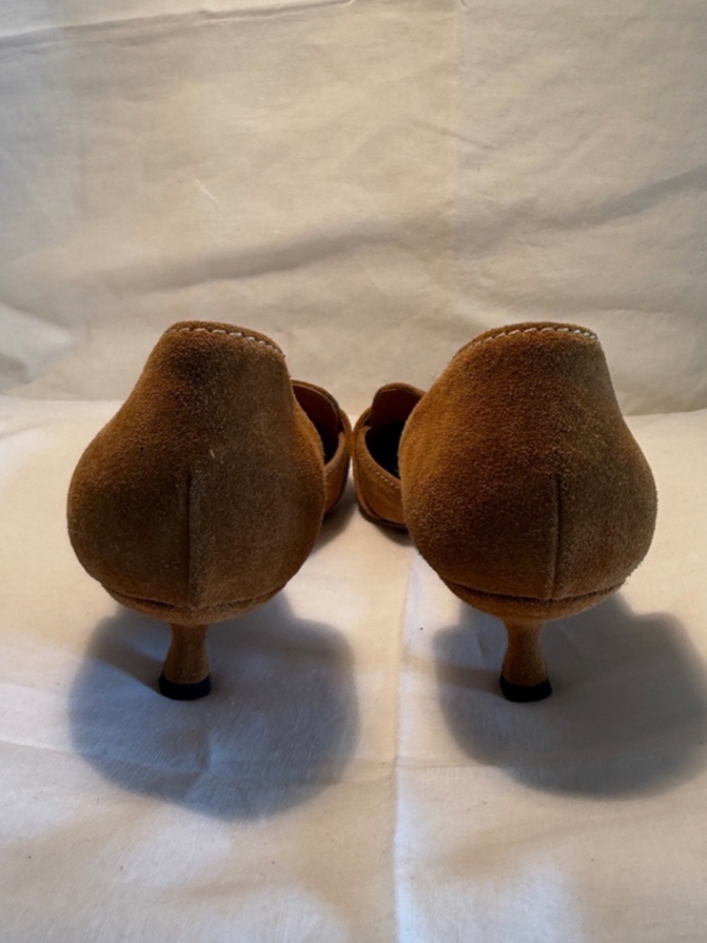 Vintage Prada S/S 2002 Brown Suede Buckle Kitten Heels Size 39 - Picture 7 of 10